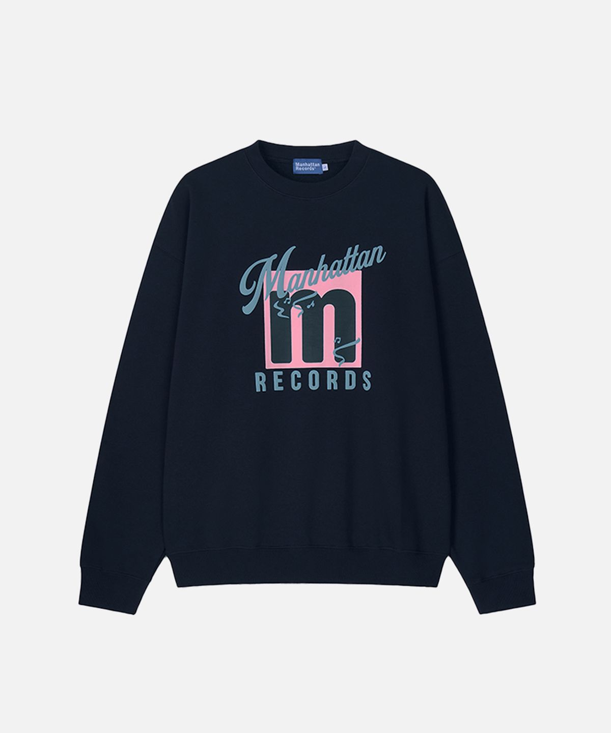 맨하탄레코즈(MANHATTAN RECORDS) MR Script Logo Crew Neck - Navy