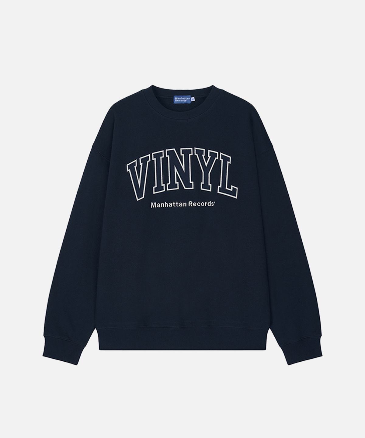 맨하탄레코즈(MANHATTAN RECORDS) MR VINYL Logo Crew Neck - Navy