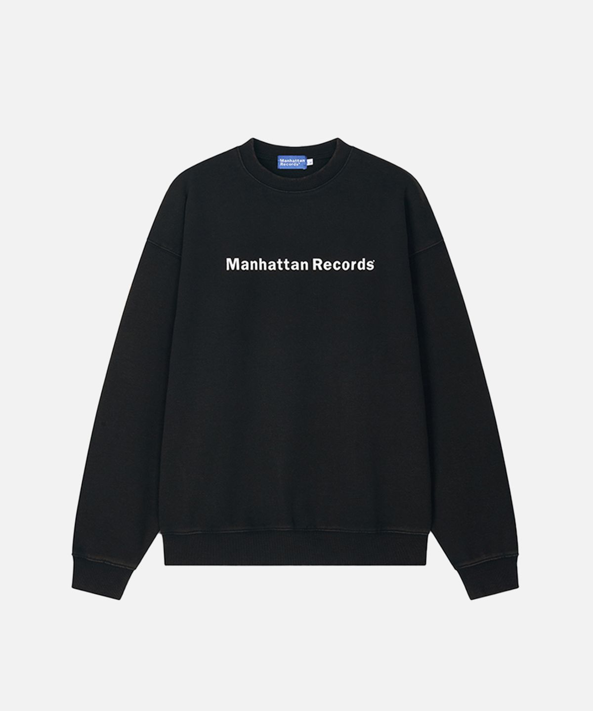 맨하탄레코즈(MANHATTAN RECORDS) MR Logo Washed Crew Neck - Black
