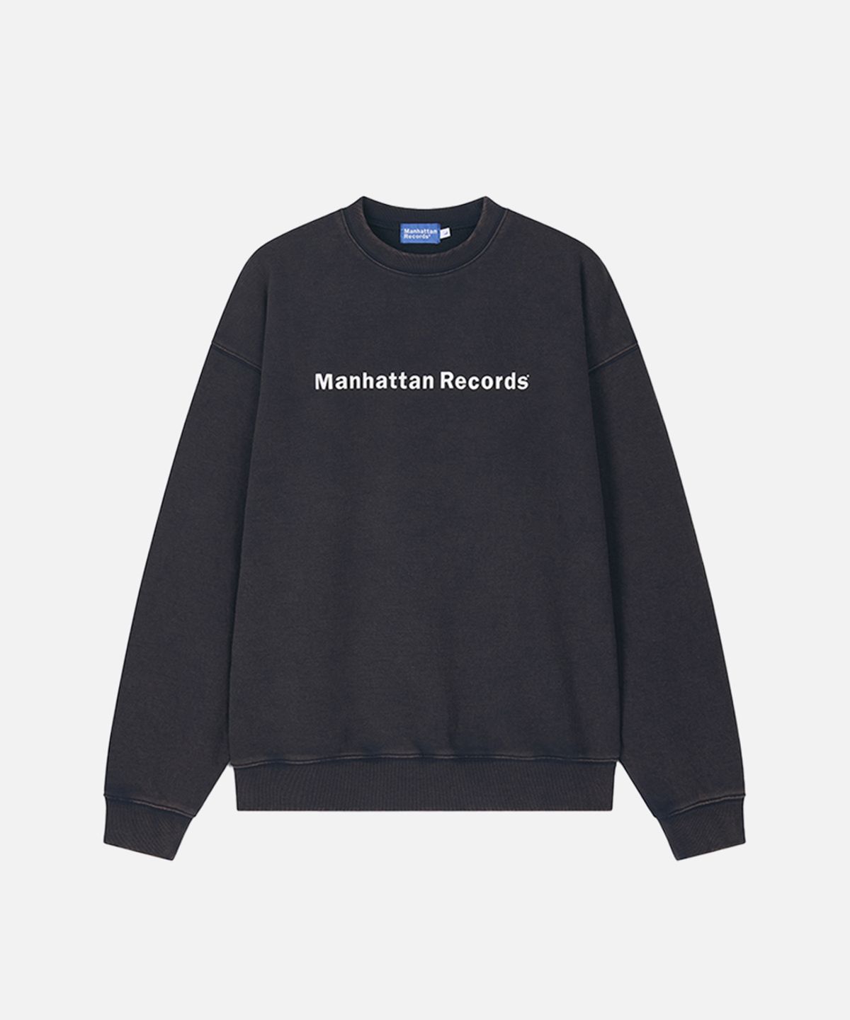 맨하탄레코즈(MANHATTAN RECORDS) MR Logo Washed Crew Neck - Navy