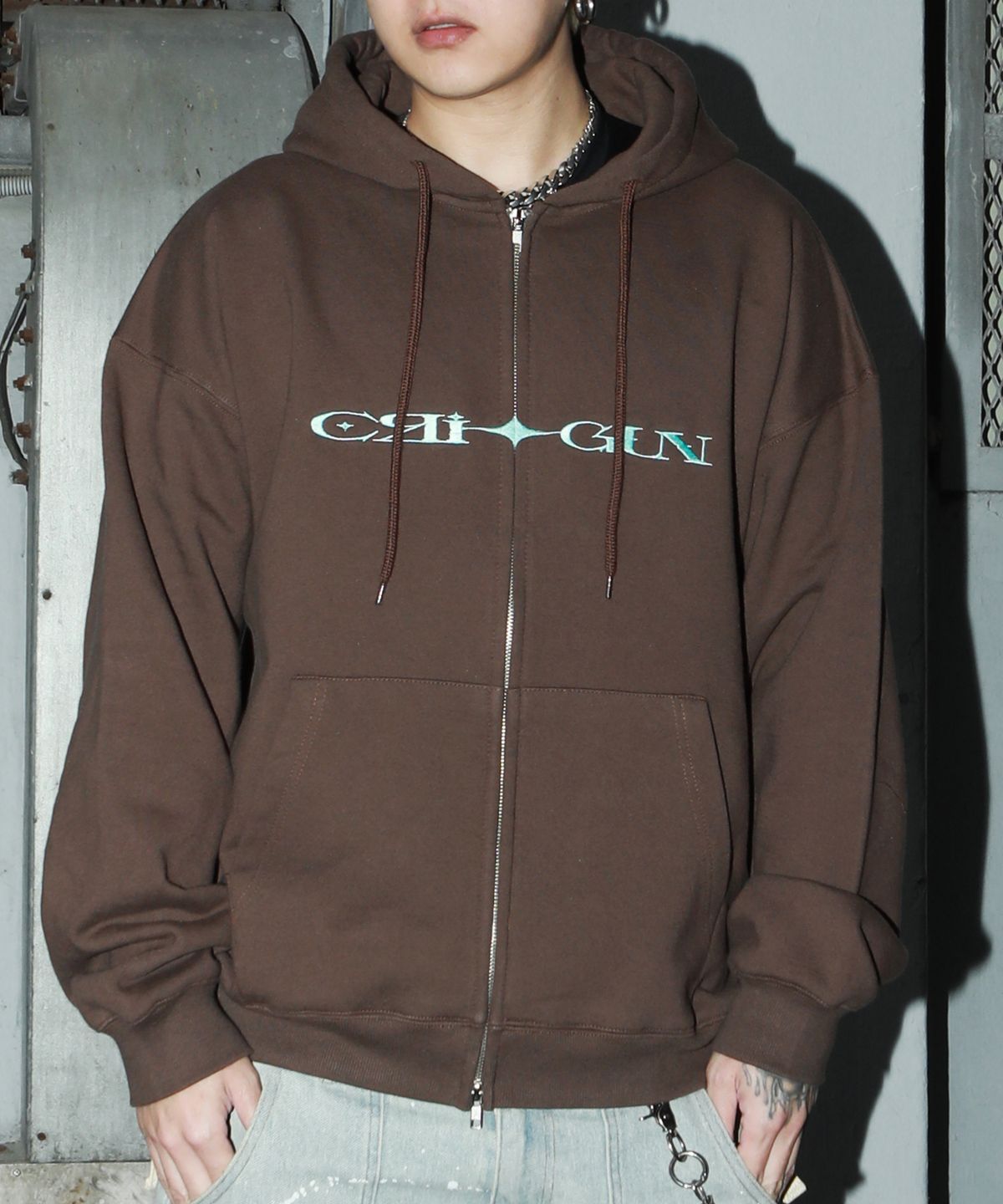 크리건(CRIGUN) ESSENTIAL 후드 집업 기모 BROWN
