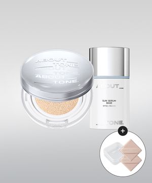 [SET]스킨 레이어 핏 쿠션+선 세럼 베이스(+루비셀 퍼프)