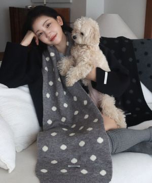 [그레이] 리버서블 도트 니트 머플러