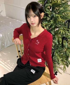 에른 라운드넥 케이블 니트 가디건 (3컬러)