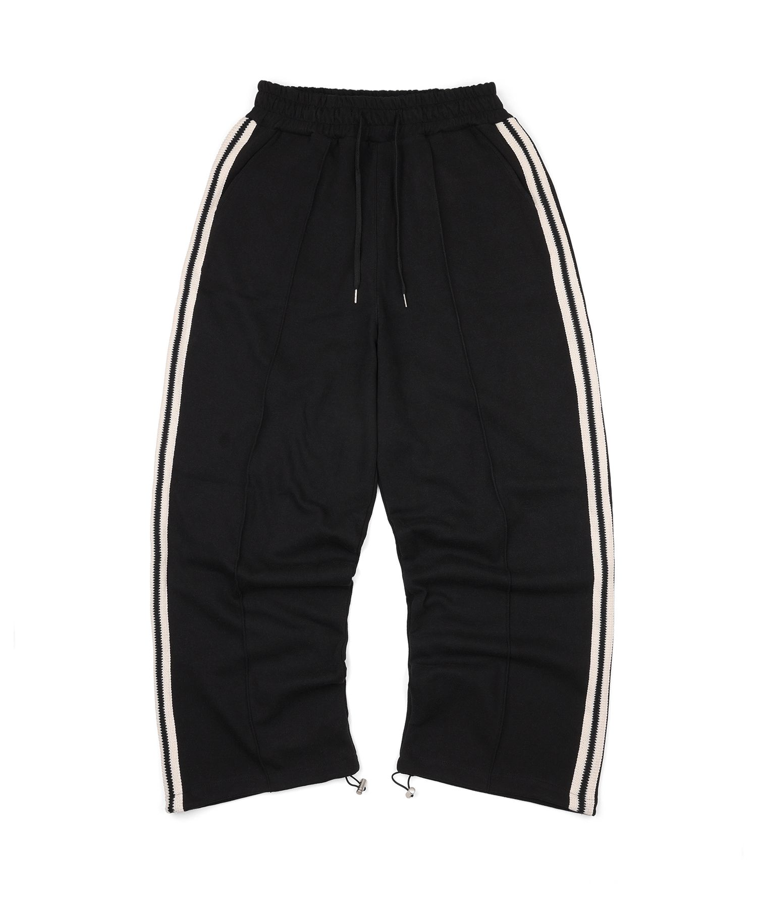 MUSINSA | EASY NO EASY Track Line Pintuck Sweat Pants - Black