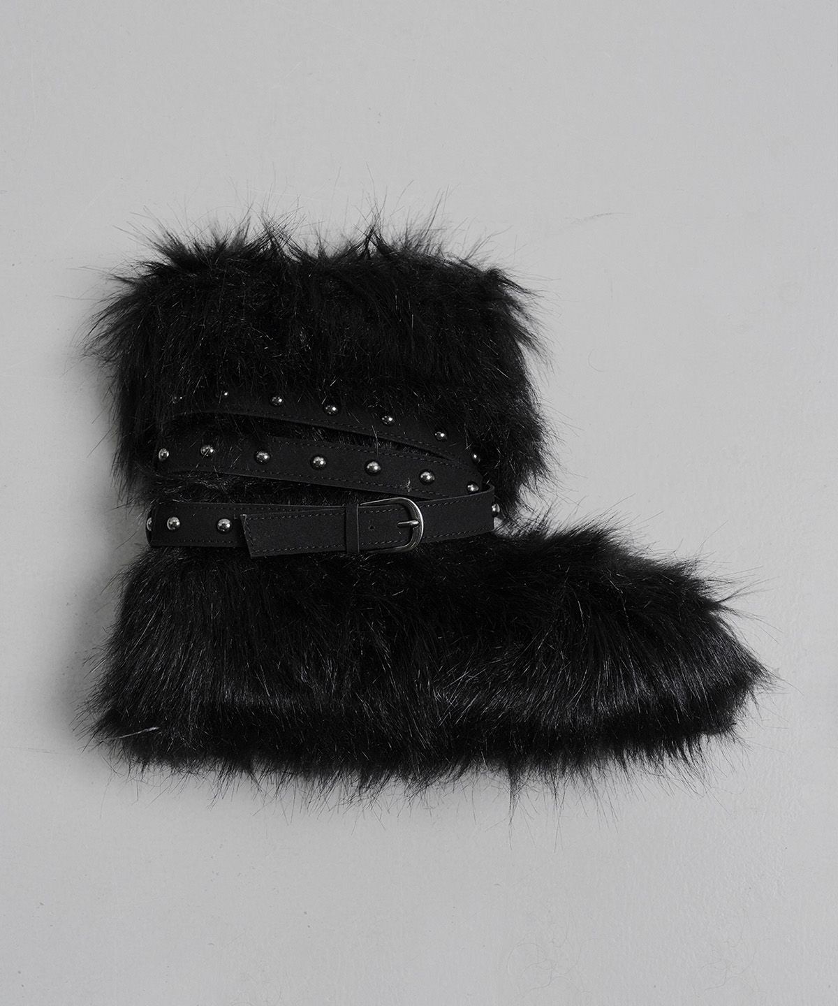 다이닛(DEINET) LONG-HAIR FAUX FUR MID BOOTS IN BLACK