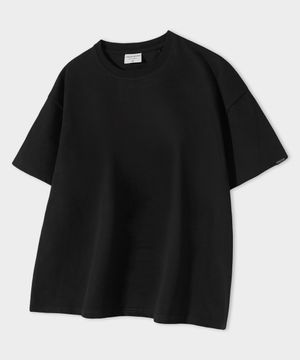 크롭 무지 오버핏 반팔 티셔츠 [블랙]