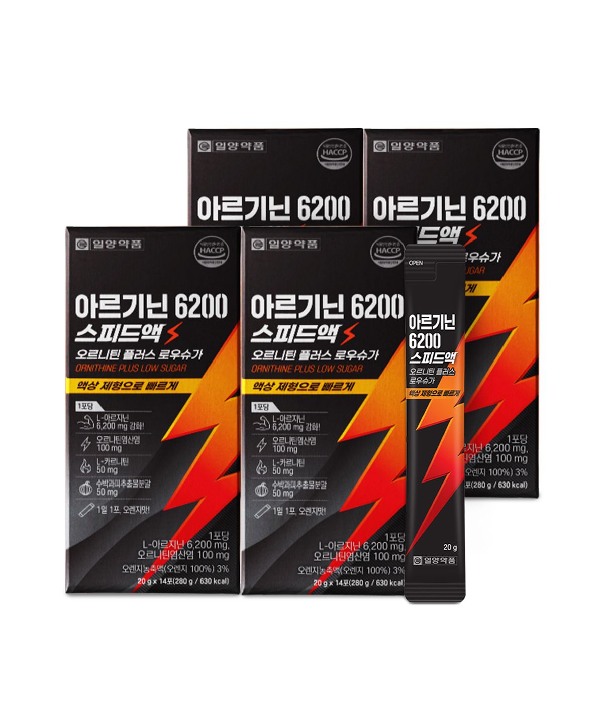 일양약품(IL-YANG PHARM) L아르기닌 6200 액상 아르지닌 오르니틴 20gX14포X4박스