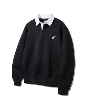 [본딩]히든 버튼 럭비 카라 스웨트셔츠 BK7826_블랙