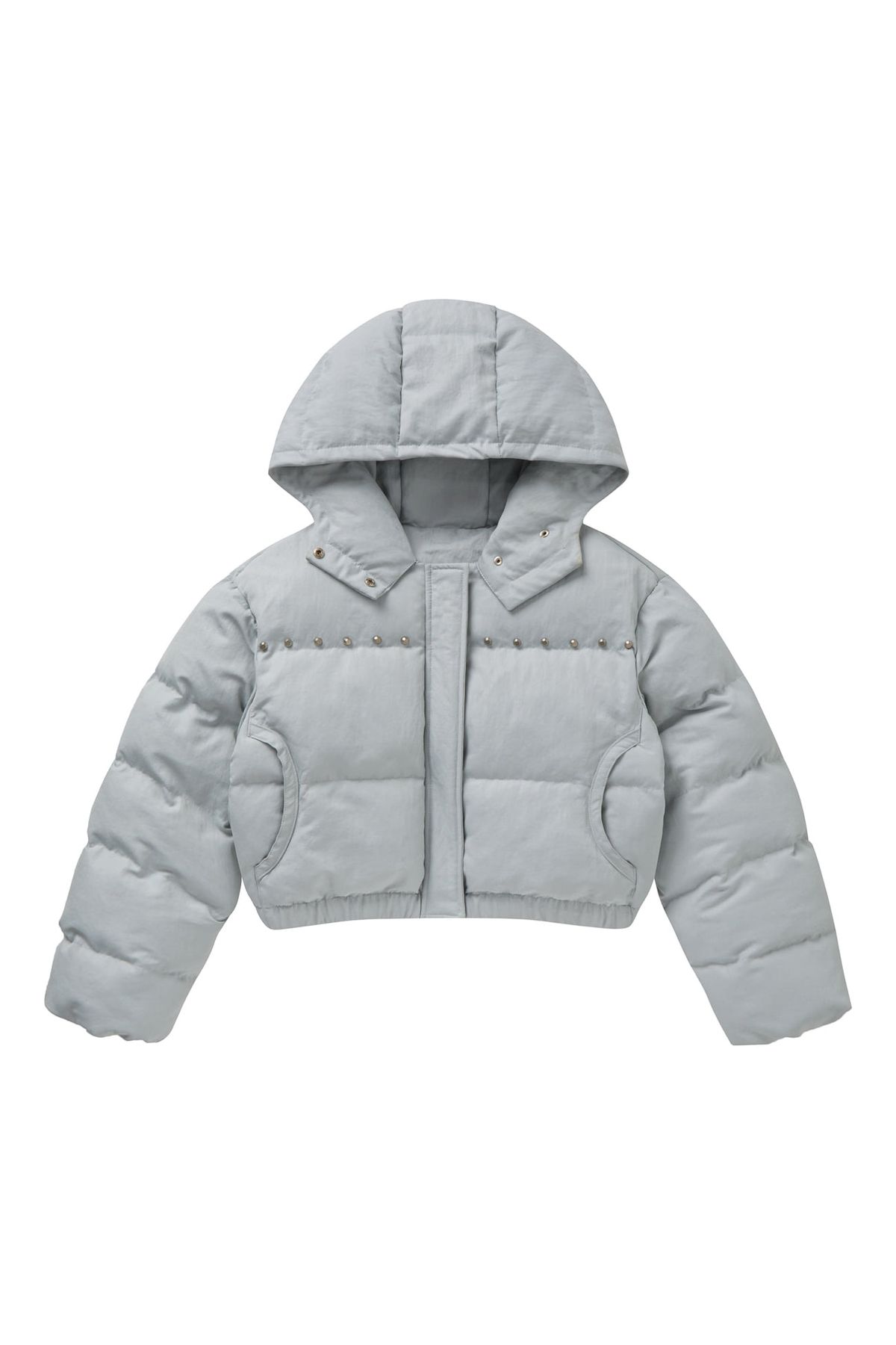 다이닛(DEINET) STUD WELLON HOOD PADDED JUMPER IN SILVER