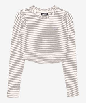 우먼스 스트라이프 롱슬리브 티셔츠 아이보리 XS