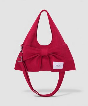 벨루어 스웨이드 미니 듀이 리본 숄더 & 크로스백_[와인]