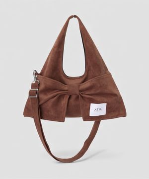 벨루어 스웨이드 미니 듀이 리본 숄더 & 크로스백_[모카]