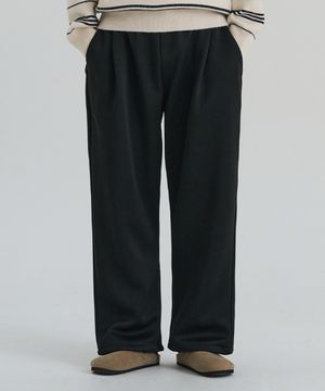 원턱 와이드 스웨트 팬츠(Black)