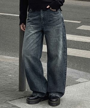 니브 커브드 데님팬츠 (진청)