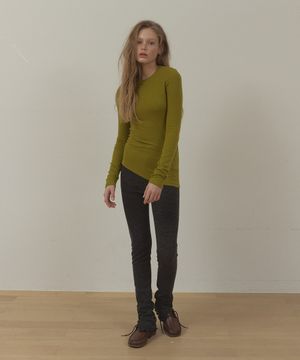 WINTER BUTTON SLIT SHIRRING LEGGINGS (CHARCOAL)