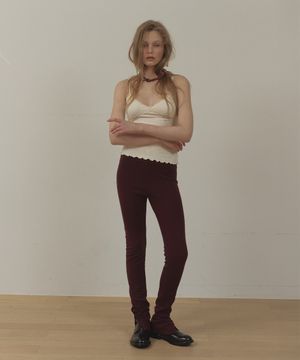 WINTER BUTTON SLIT SHIRRING LEGGINGS (WINE)