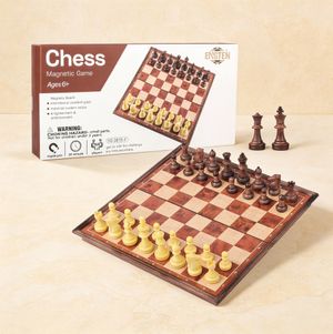 (콤팩트-소형) 마그네틱 체스 게임 접이식 마그네틱 휴대용 보드게임 집중력 놀이 고급 미니