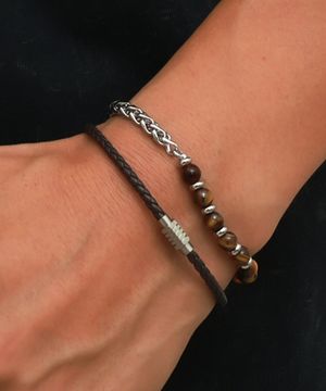 노마드 BM11671173세트 호안석 천연소가죽 레이어드 체인팔찌