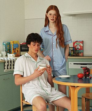 [uni] 더 클래식 반팔 파자마 세트 2Size 블루