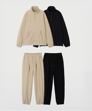 [set]헤비 볼륨 플리스 반집업 조거 세트+[선물] 부직포백_소