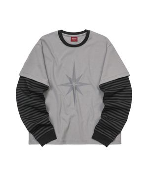 Stripe Layered Long Sleeve Gray