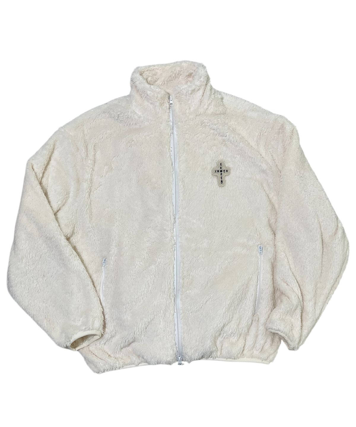 스케이터락(SK8ER ROCK) Cross Logo Fleece Zip-Up Jacket ((cream))