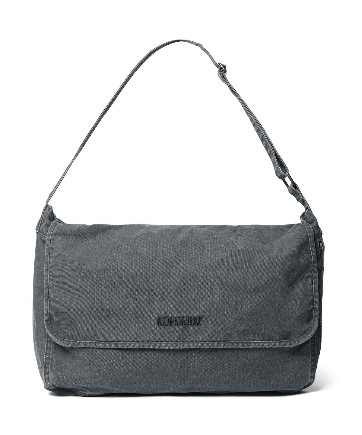 노매뉴얼(NOMANUAL) WASHED CANVAS CROSS BAG - WASHED CHARCOAL