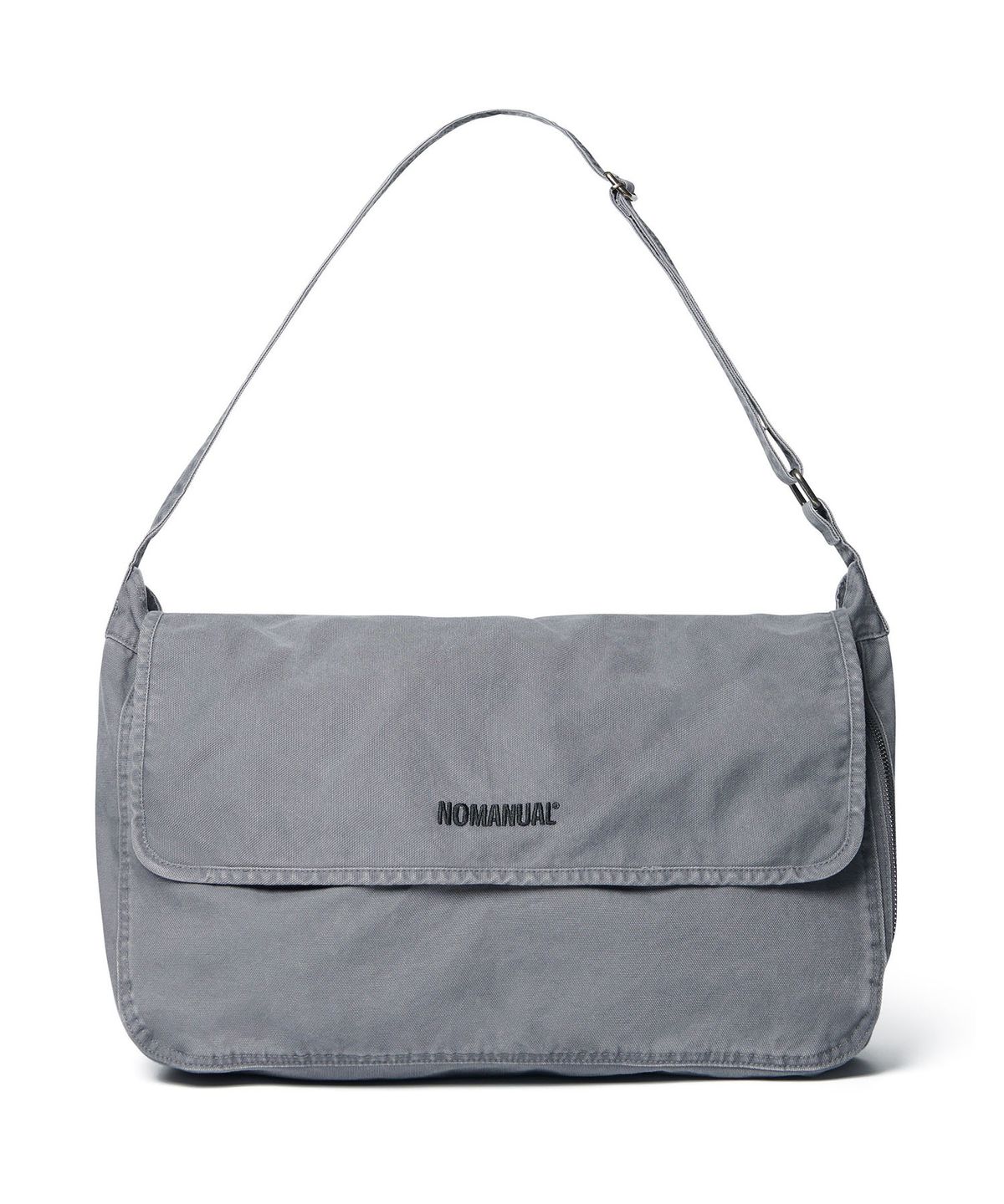 노매뉴얼(NOMANUAL) WASHED CANVAS CROSS BAG - WASHED GRAY