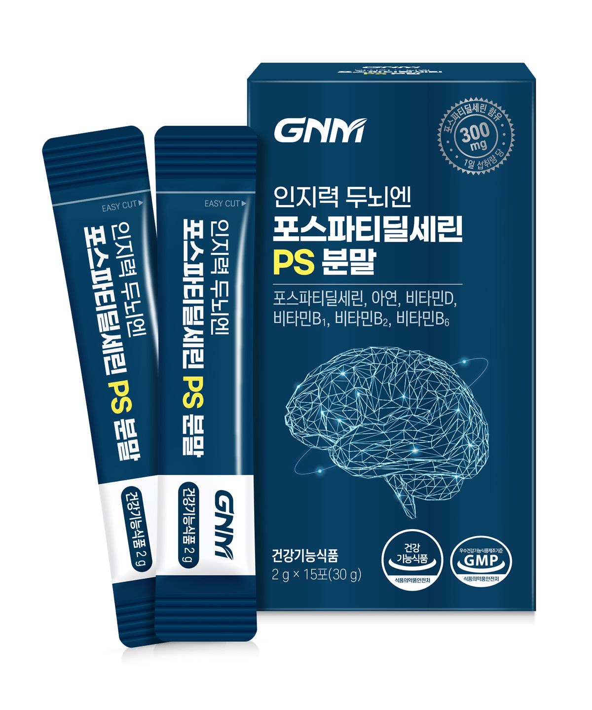 GNM자연의품격(GNMLIFE) [곡물맛] GNM 인지력 두뇌엔 포스파티딜세린 PS 분말 1박스 / 아연 비타민B 비타민D 포스타디딜세린