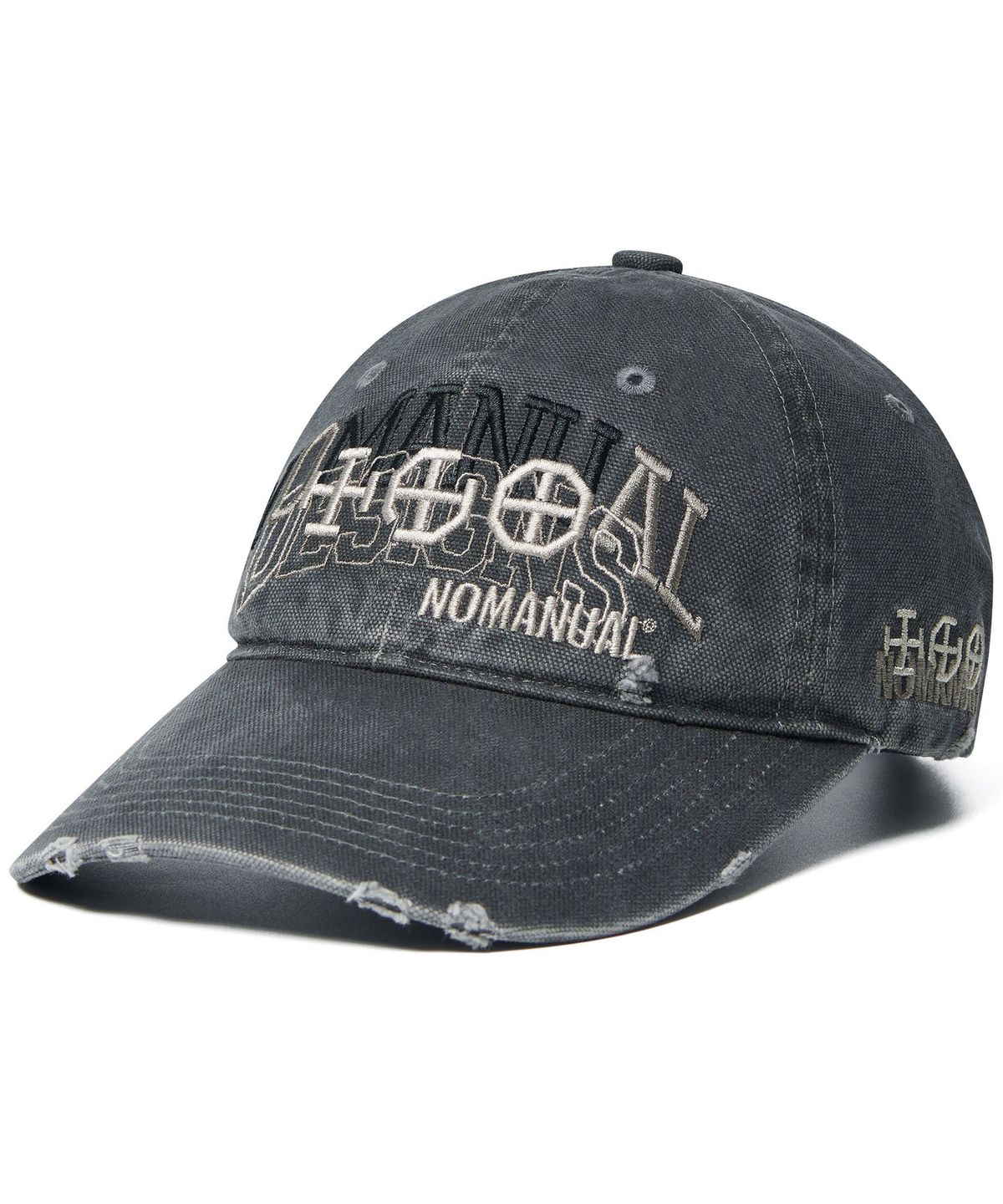 노매뉴얼(NOMANUAL) LAYERED GRAPHIC BALL CAP - WASHED CHARCOAL