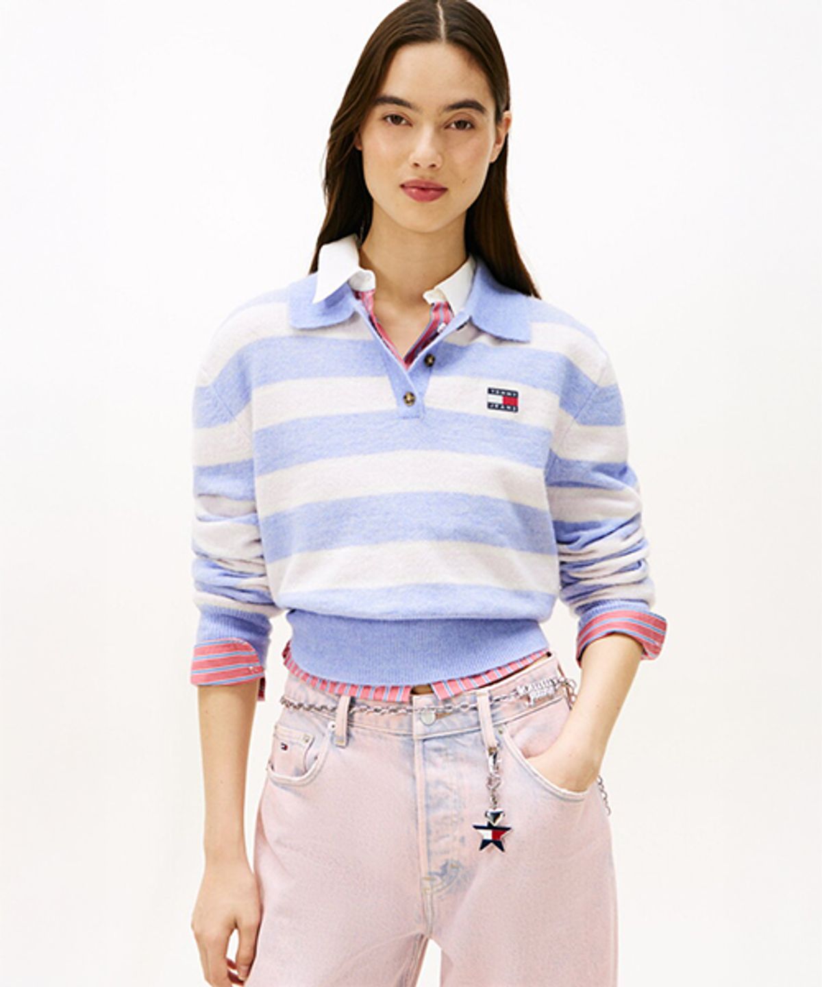 타미진스(TOMMY JEANS) 플러피 폴로 스웨터 (T32G0KTO12TWT10EN)