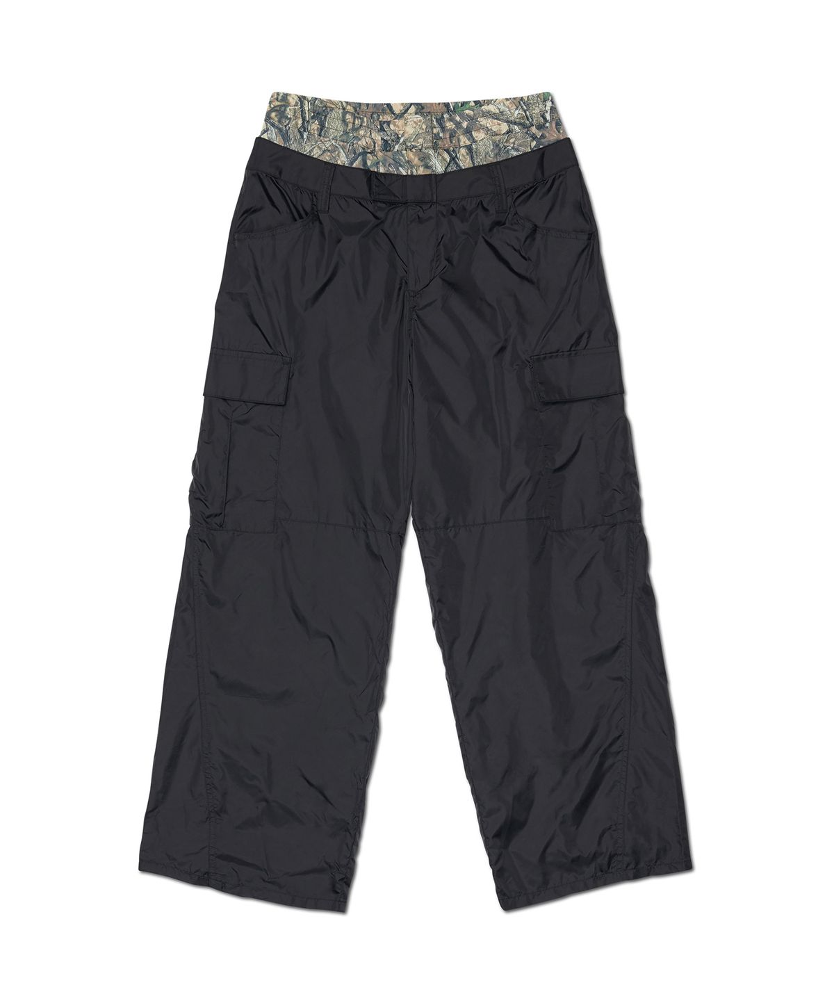 노매뉴얼(NOMANUAL) NATURE CAMO LAYERED PANTS - BLACK