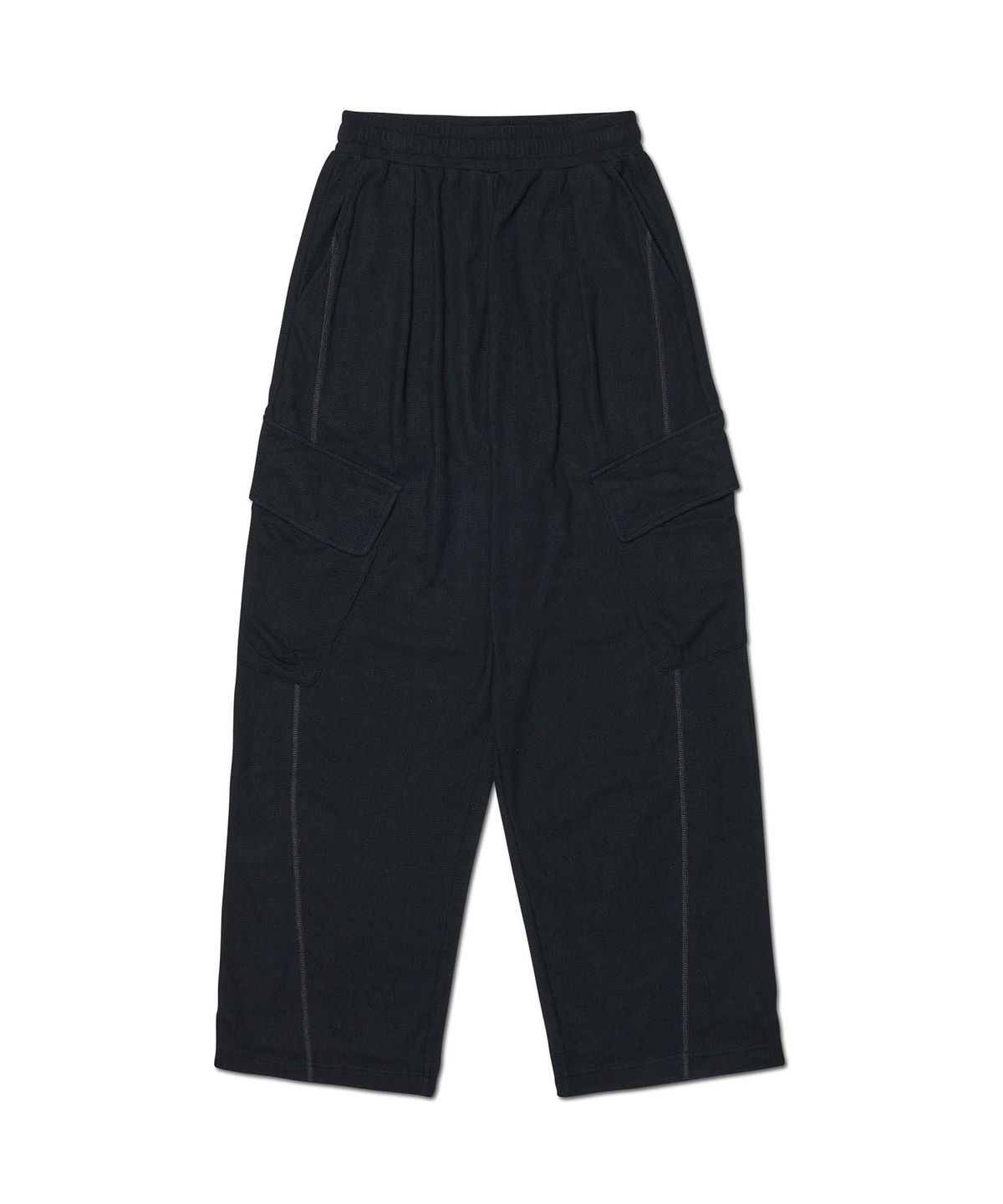 노매뉴얼(NOMANUAL) LIGHT WAFFLE PANTS - BLACK