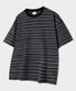 잔 스트라이프 오버핏 반팔 티셔츠 [블랙]