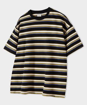 잔 스트라이프 오버핏 반팔 티셔츠 [아이보리]