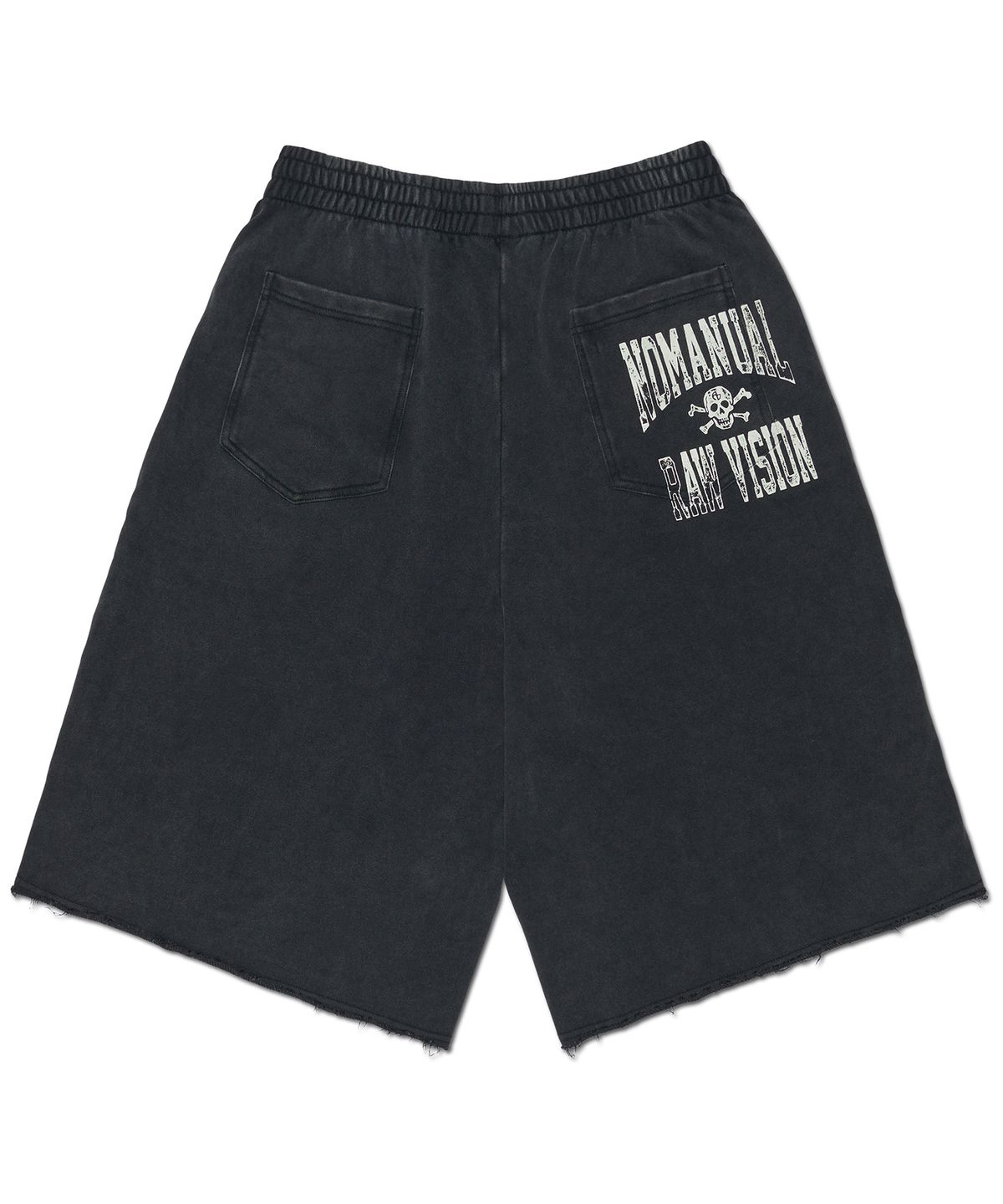 노매뉴얼(NOMANUAL) NM SKULL SWEATSHORT - WASHED BLACK