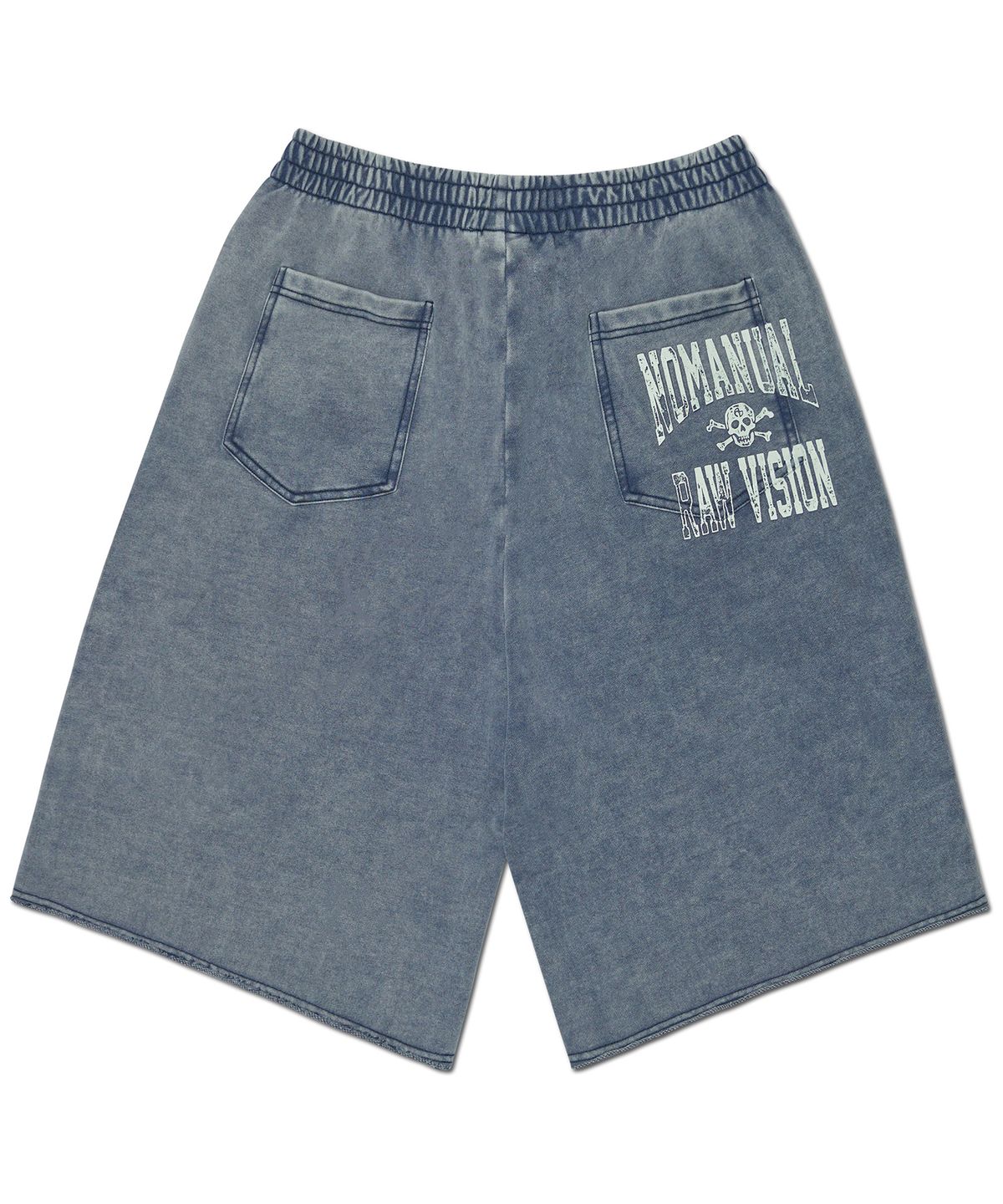 노매뉴얼(NOMANUAL) NM SKULL SWEATSHORT - WASHED NAVY