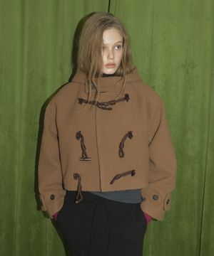 CASENTINO CLASSIC HOODIE CROP DUFFLE COAT (CAMEL)