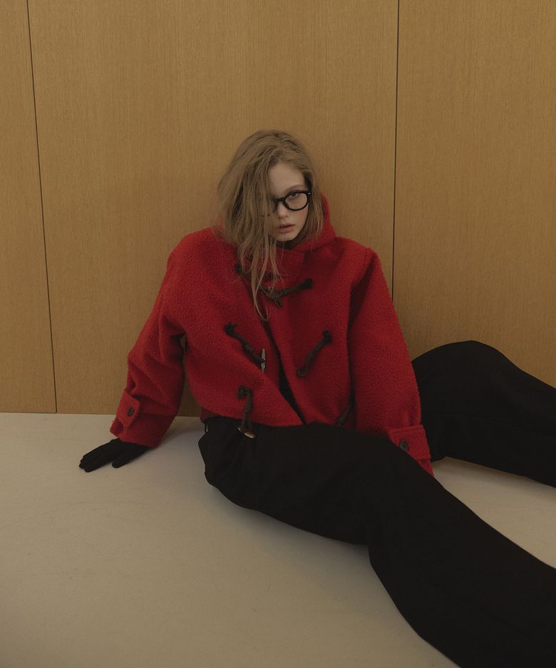 CASENTINO CLASSIC HOODIE CROP DUFFLE COAT (RED)