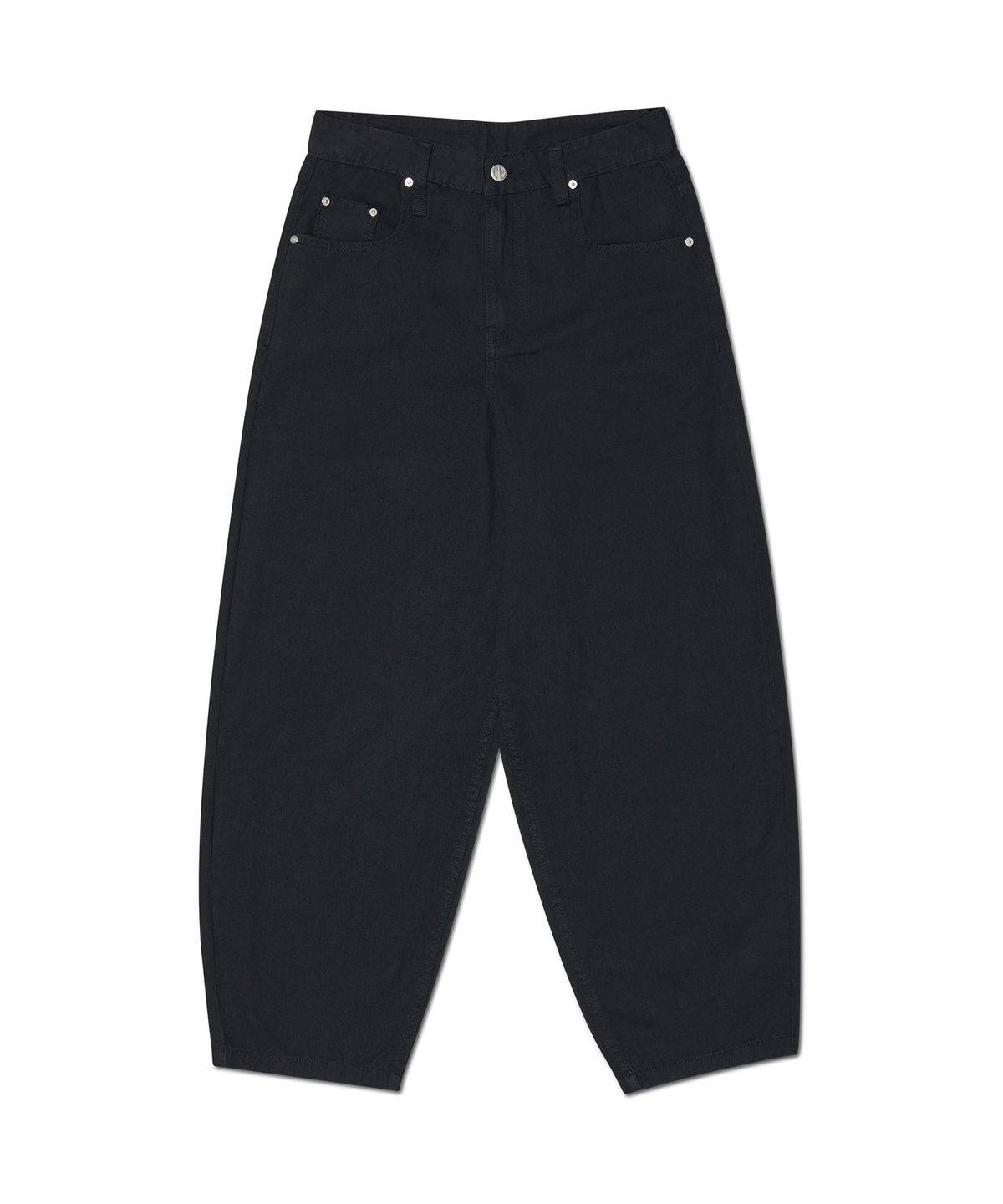 노매뉴얼(NOMANUAL) WAVE CURVED COTTON PANTS - BLACK