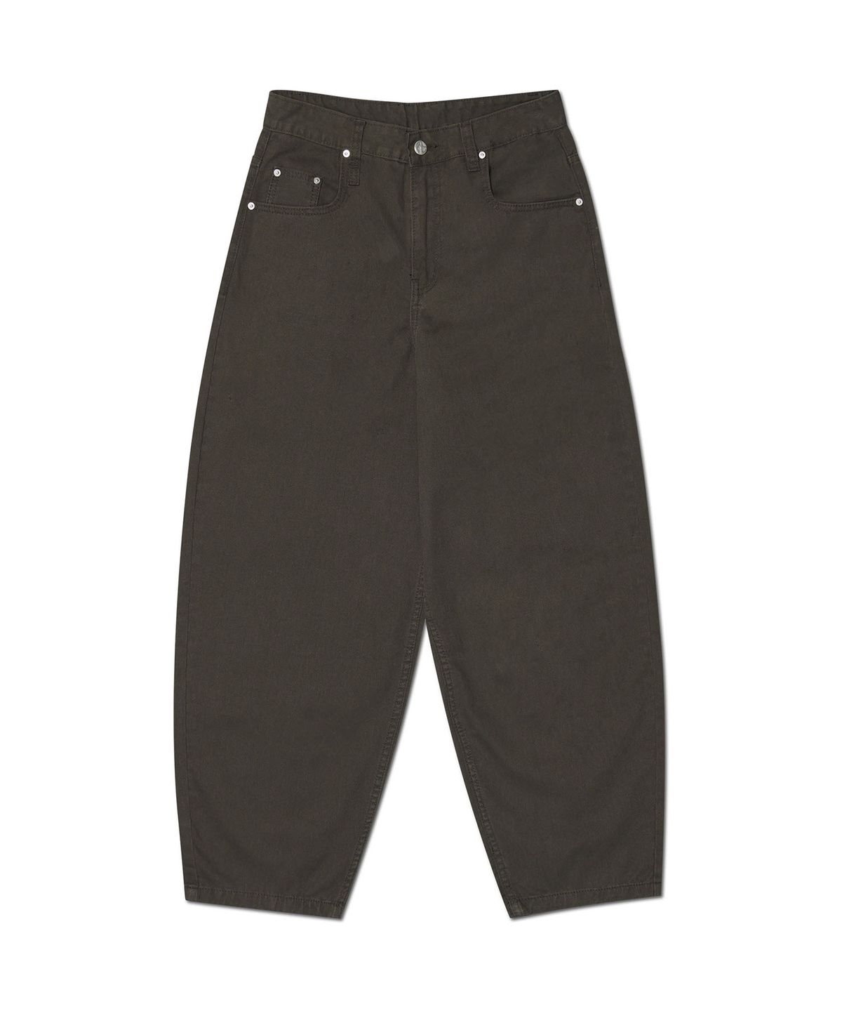 노매뉴얼(NOMANUAL) WAVE CURVED COTTON PANTS - CHARCOAL
