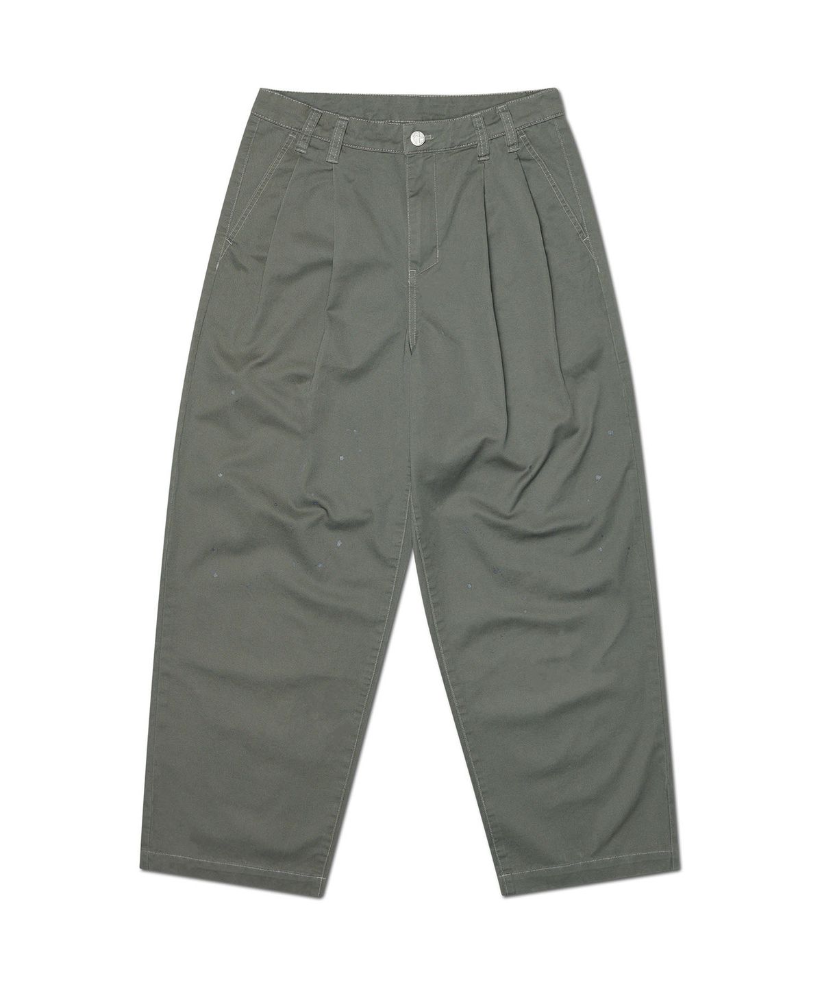 노매뉴얼(NOMANUAL) PAINTED TWO TUCK PANTS - KHAKI GRAY