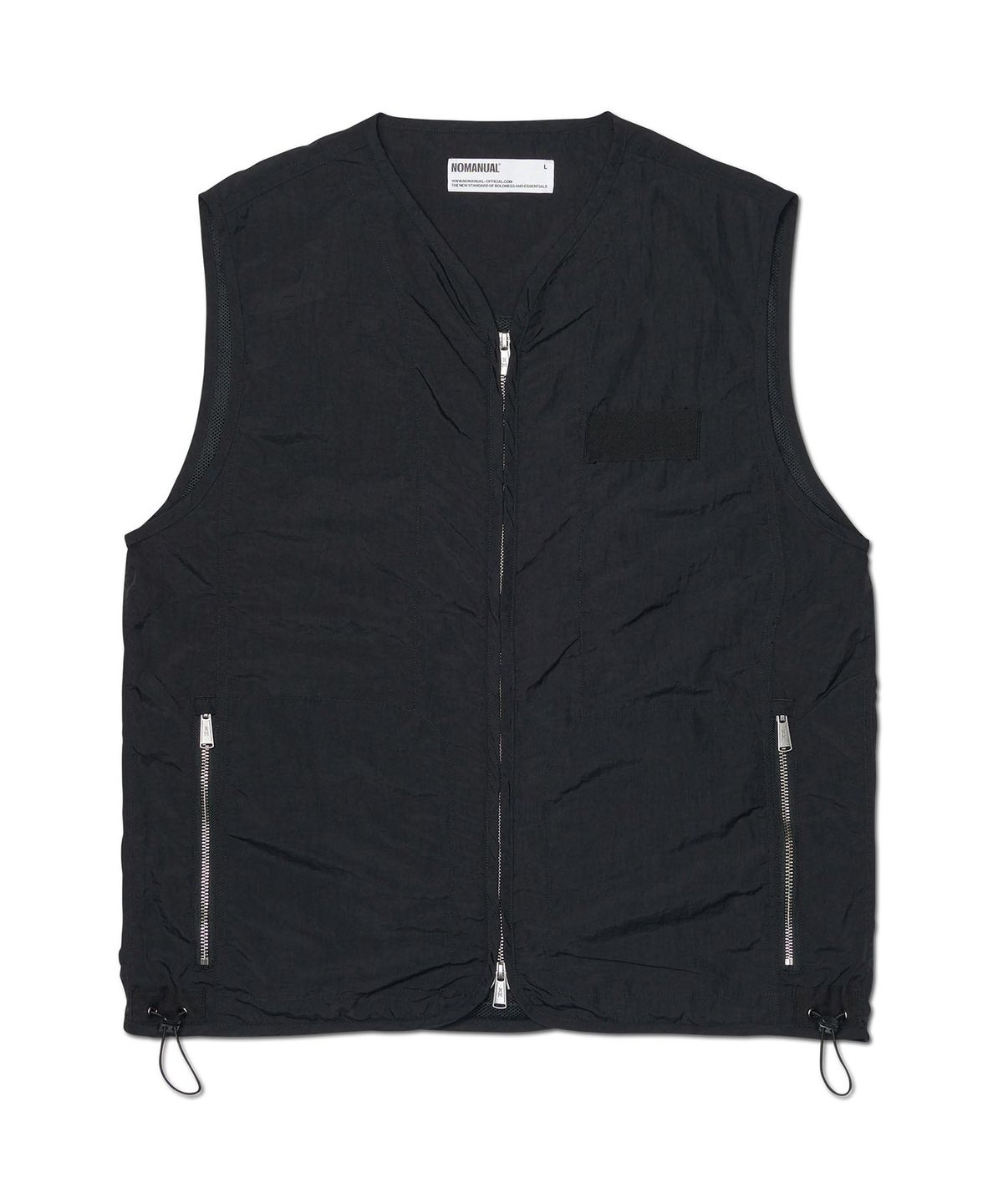 노매뉴얼(NOMANUAL) GRAPHIC NYLON VEST - BLACK