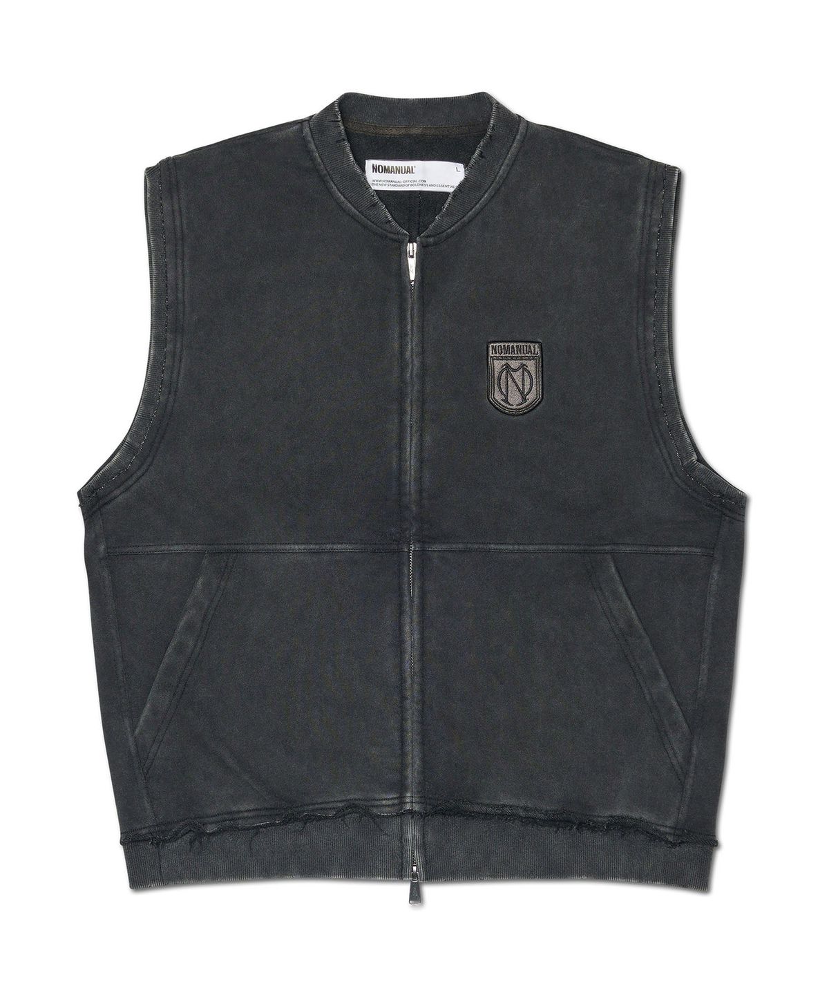 노매뉴얼(NOMANUAL) EMBLEM SWEAT VEST - WASHED BLACK