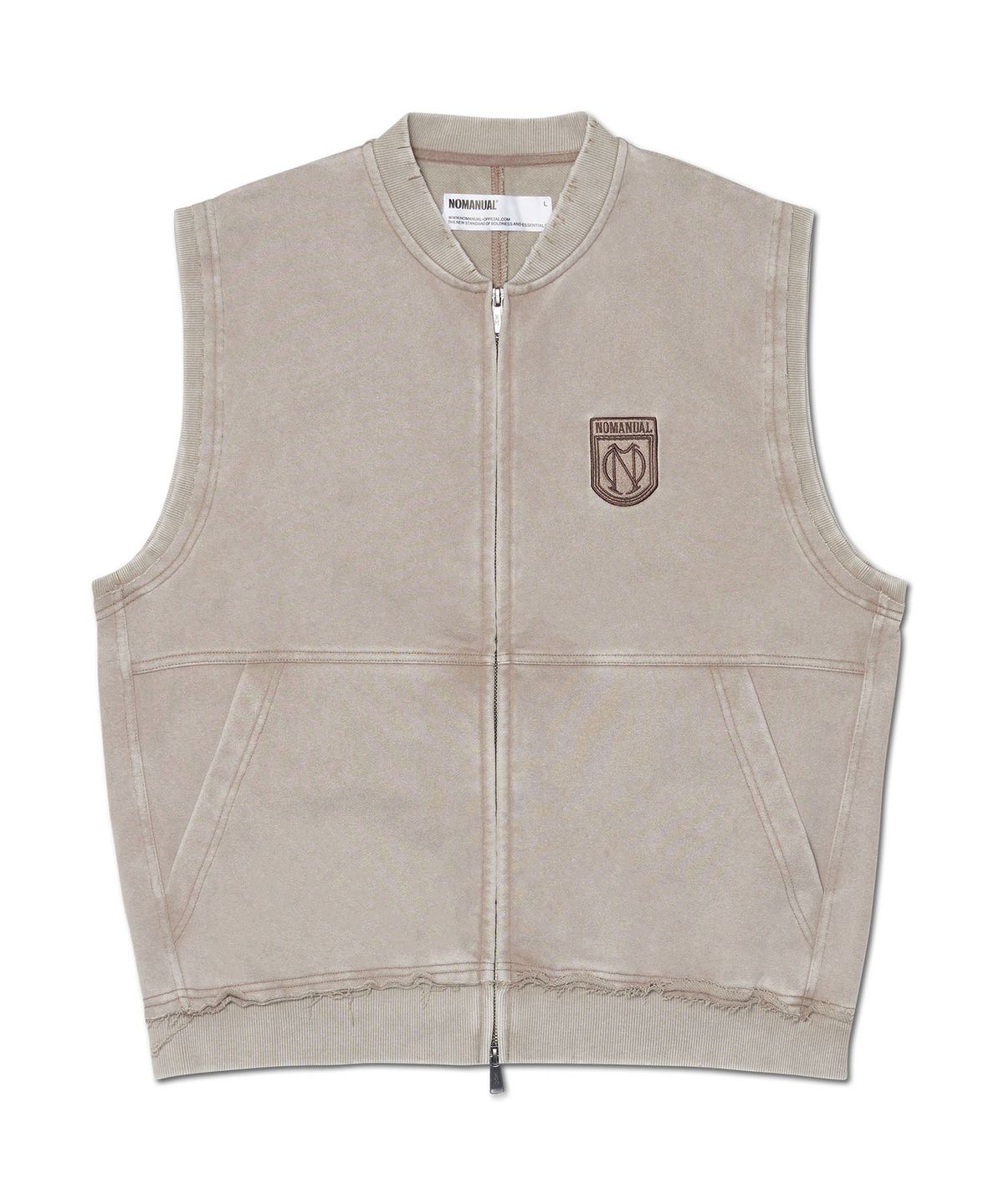 노매뉴얼(NOMANUAL) EMBLEM SWEAT VEST - WASHED BEIGE