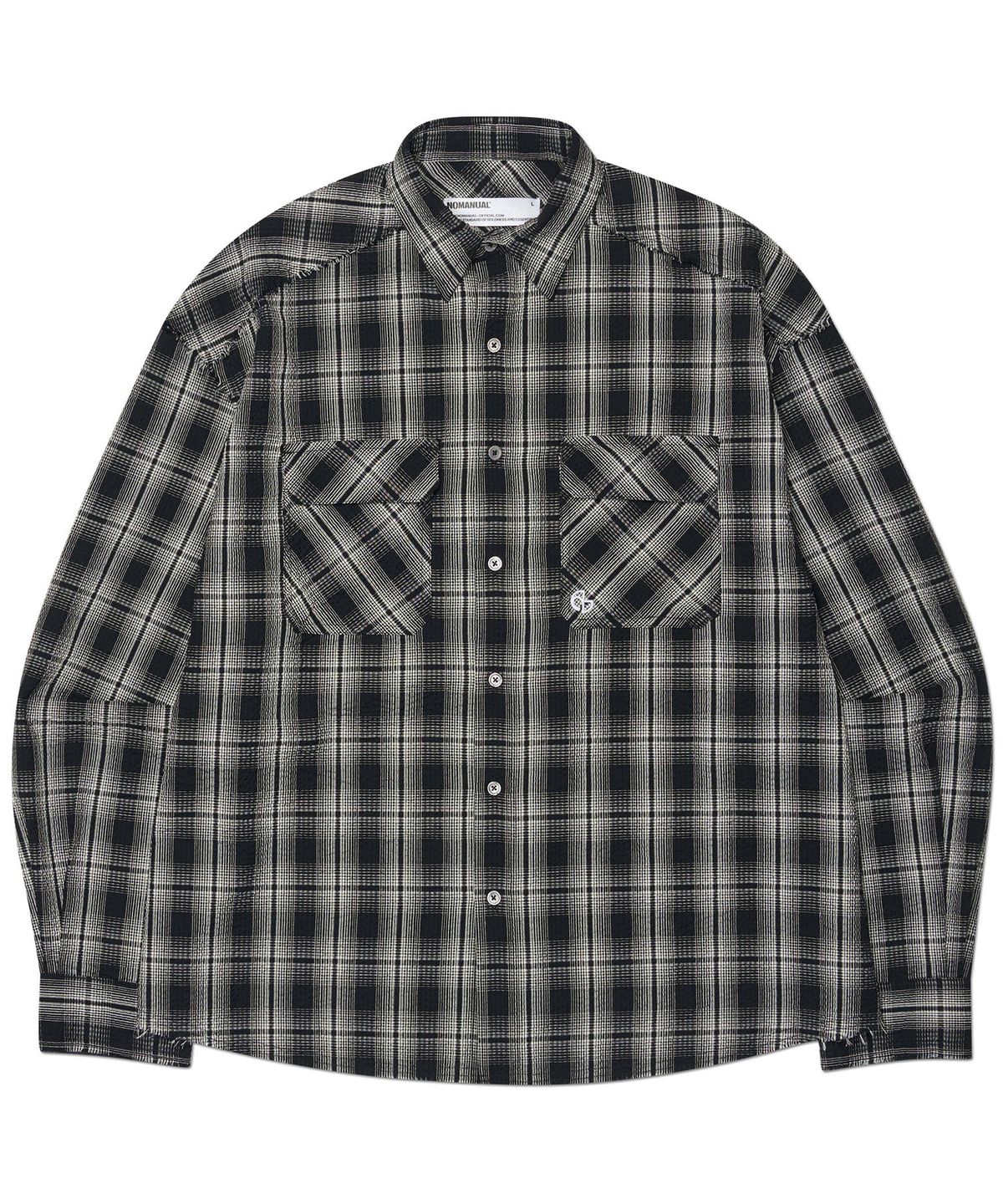 노매뉴얼(NOMANUAL) ROUGH SEERSUCKER CHECK SHIRTS - BLACK