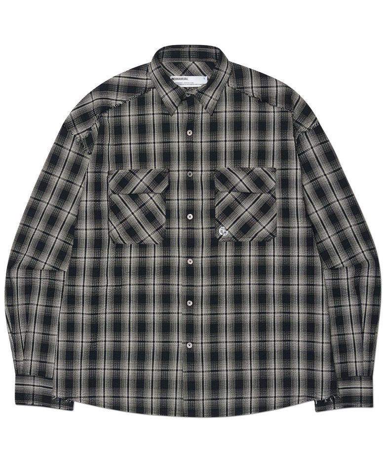 ROUGH SEERSUCKER CHECK SHIRTS - BLACK