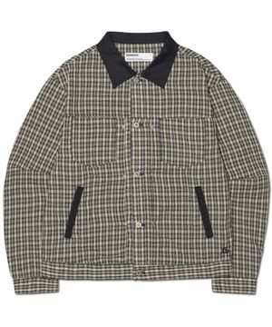 CHECK TRUCKER JACKET - WASHED BLACK