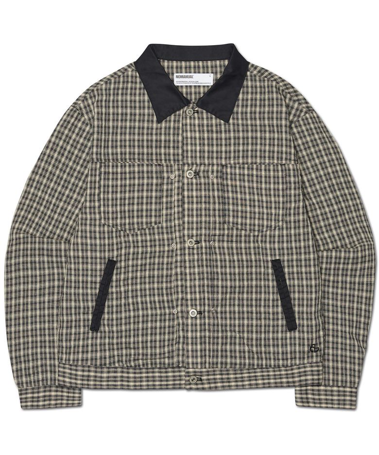 CHECK TRUCKER JACKET - WASHED BLACK